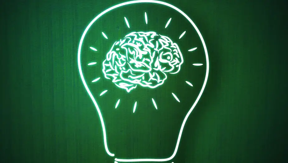 green brain showing intelligence